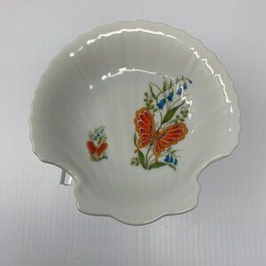 Seashell Shaped Jewelry Dish Butterflies Boho Trinket Coastal Grandma